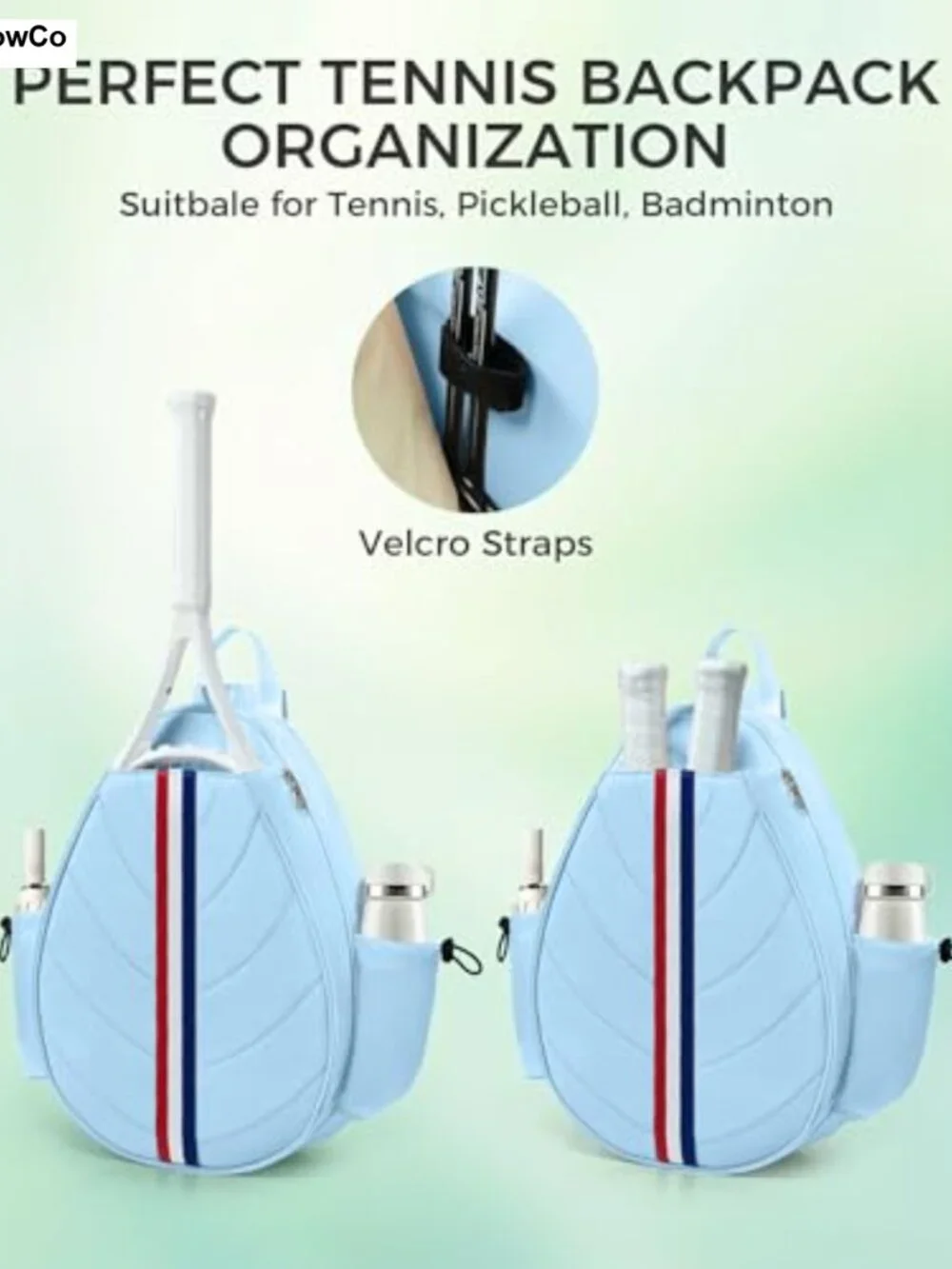 Quilted Tennis Backpack Water Resistant Crossbody Sling for Rackets Pickleball